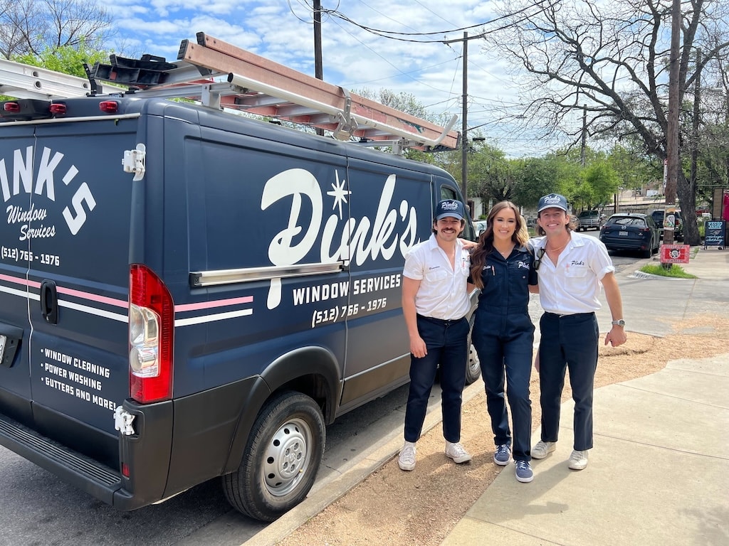 Pink&rsquo;s service van with owners.